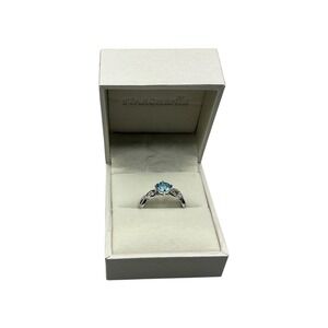 St rangkaian Sterling Silver Blue Topaz Diamond Accent Ring Size 6